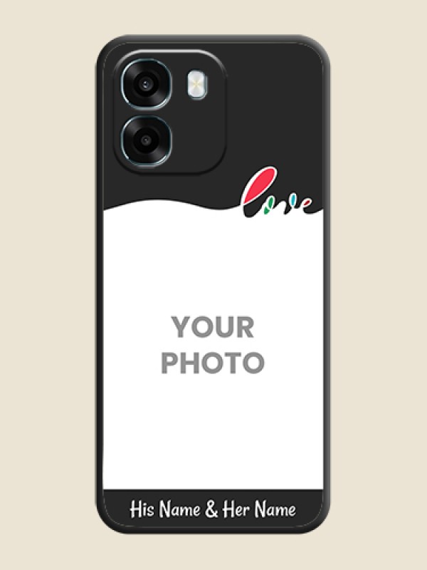 Custom Fall in Love Pattern with Picture on Photo On Space Black Custom Soft Matte Mobile Back Cover - Oppo A6 5G - alternate view