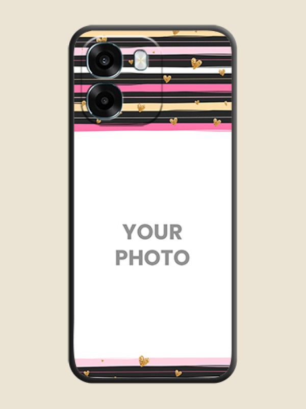 Custom Multicolor Lines and Golden Love Symbols Design on Photo On Space Black Custom Soft Matte Mobile Back Cover - Oppo A6 5G - alternate view