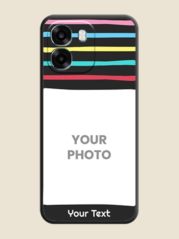 Custom Multicolor Lines with Image On Space Black Custom Soft Matte Mobile Back Cover - Oppo A6 5G - alternate view