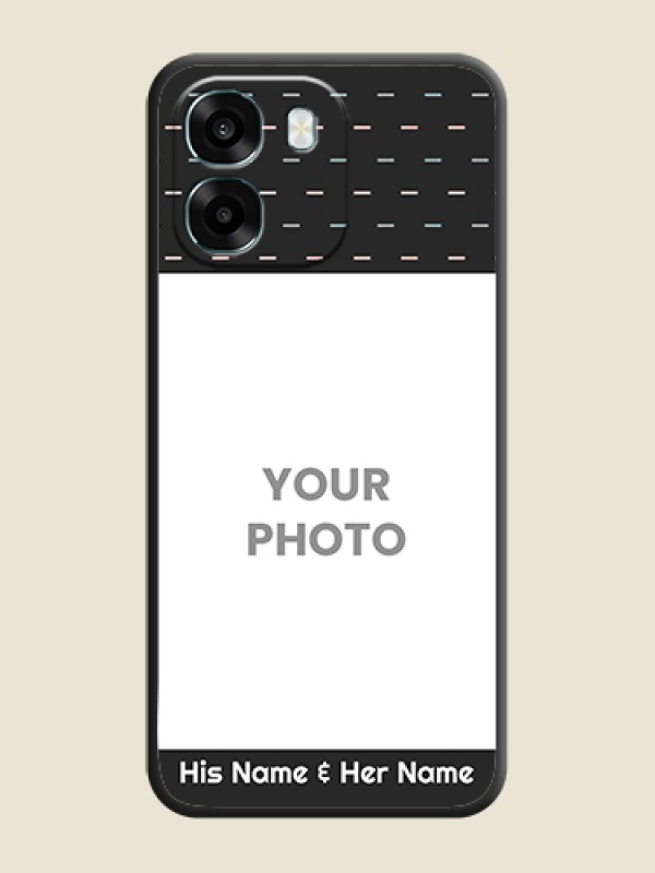 Custom Line Pattern Design with Text On Space Black Custom Soft Matte Mobile Back Cover - Oppo A6 5G - alternate view