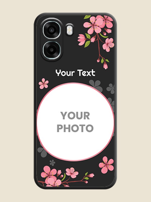 Custom Round Image with Pink Color Floral Design on Photo On Space Black Custom Soft Matte Mobile Back Cover - Oppo A6s 5G - alternate view