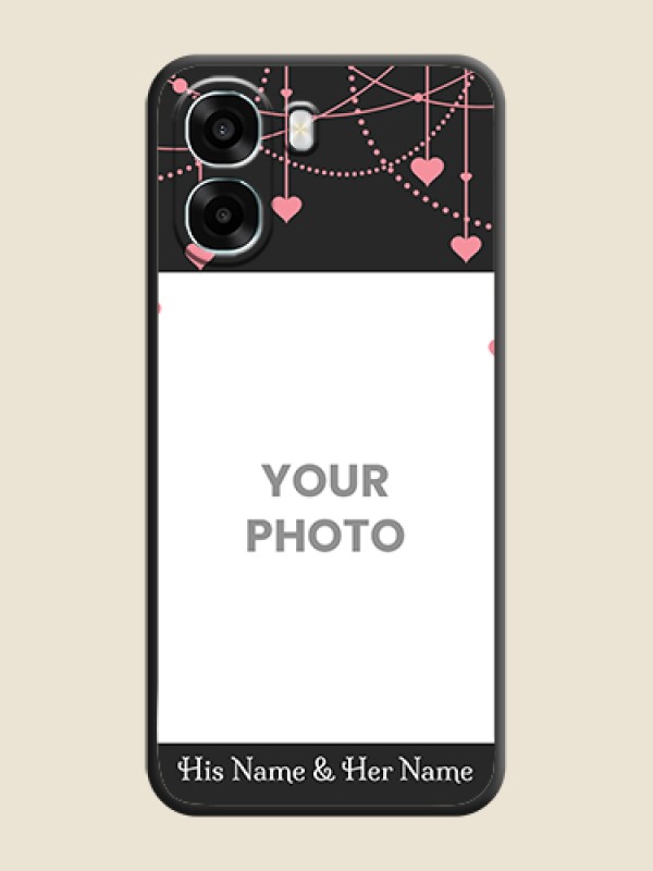 Custom Pink Love Hangings with Text On Space Black Custom Soft Matte Mobile Back Cover - Oppo A6x 4G - alternate view
