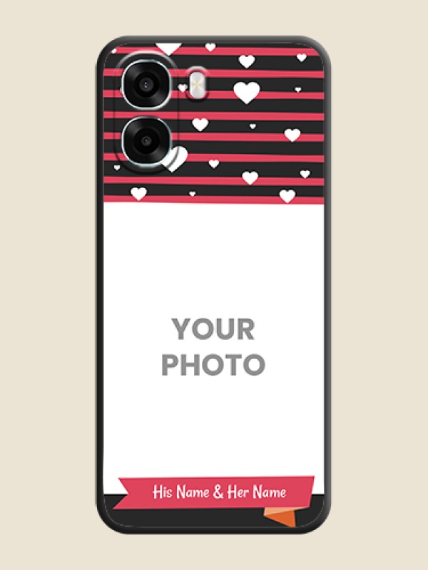 Custom White Color Love Symbols with Pink Lines Pattern On Space Black Custom Soft Matte Mobile Back Cover - Oppo A6x 4G - alternate view