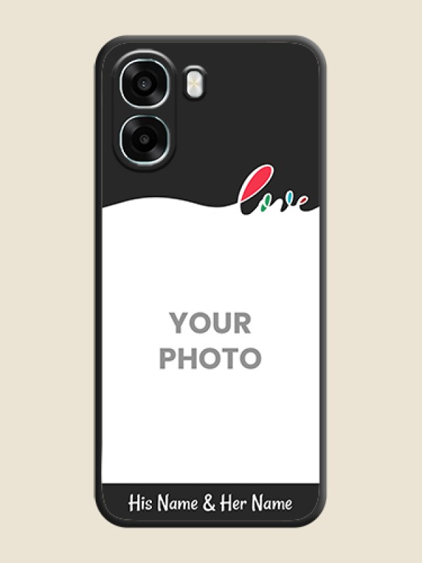 Custom Fall in Love Pattern with Picture on Photo On Space Black Custom Soft Matte Mobile Back Cover - Oppo A6x 5G - alternate view