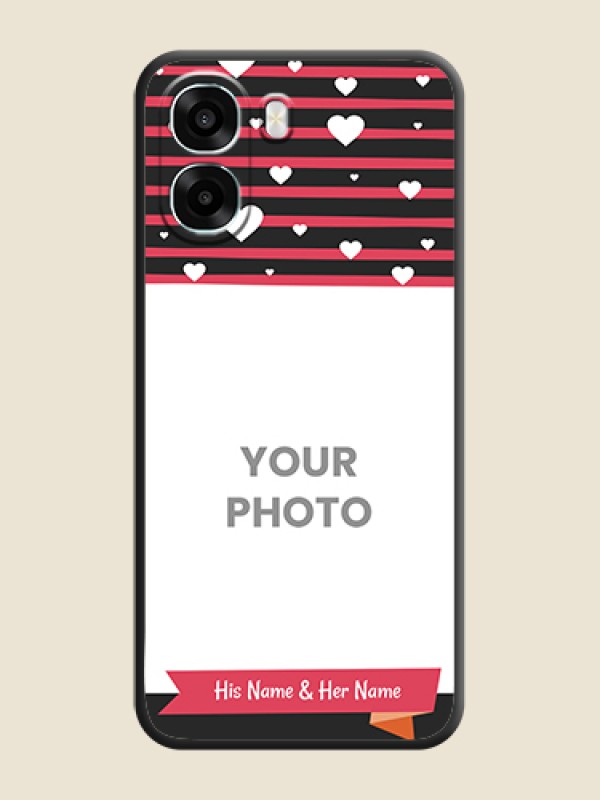 Custom White Color Love Symbols with Pink Lines Pattern On Space Black Custom Soft Matte Mobile Back Cover - Oppo A6x 5G - alternate view