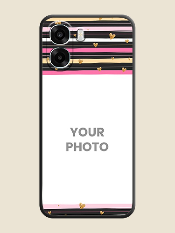 Custom Multicolor Lines and Golden Love Symbols Design on Photo On Space Black Custom Soft Matte Mobile Back Cover - Oppo A6x 5G - alternate view