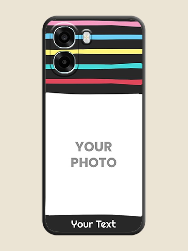 Custom Multicolor Lines with Image On Space Black Custom Soft Matte Mobile Back Cover - Oppo A6x 5G - alternate view