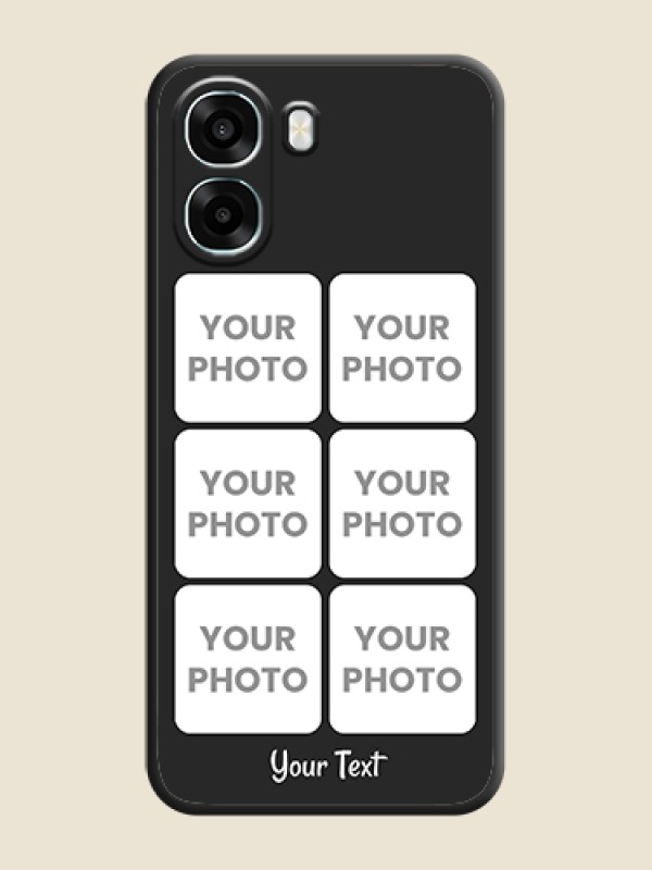 Custom Floral Art with 6 Image Holder on Photo On Space Black Custom Soft Matte Mobile Back Cover - Oppo A6x 5G - alternate view