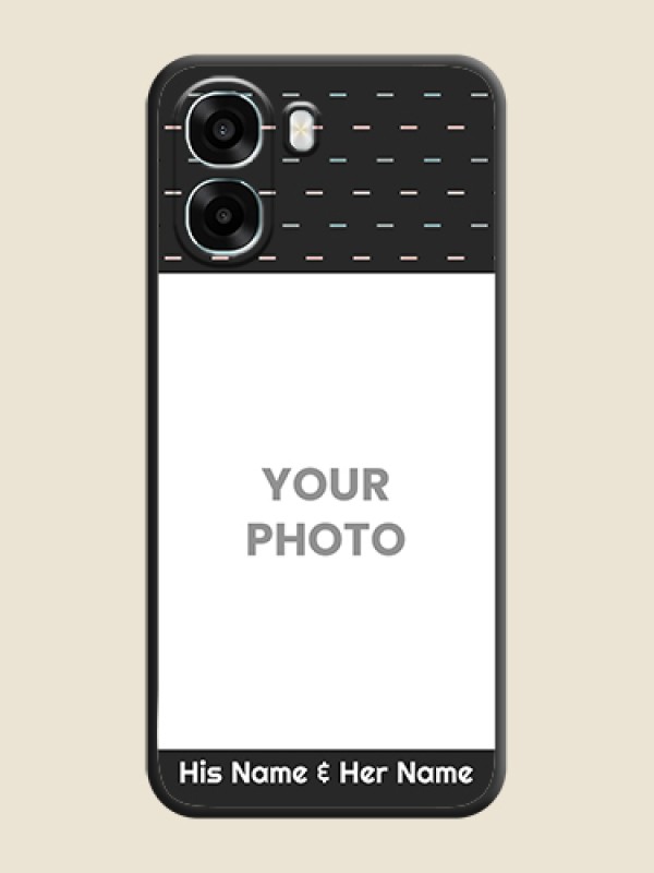 Custom Line Pattern Design with Text On Space Black Custom Soft Matte Mobile Back Cover - Oppo A6x 5G - alternate view