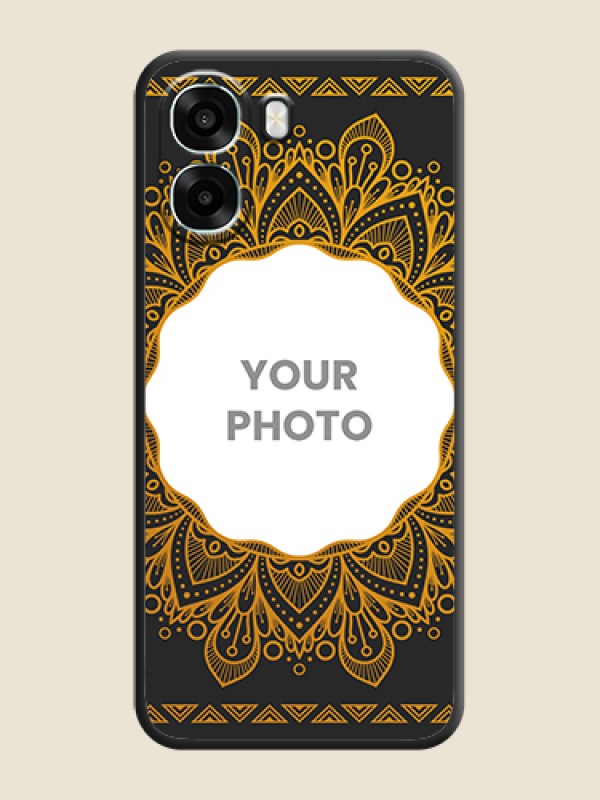 Custom Round Image with Floral Design On Space Black Custom Soft Matte Mobile Back Cover - Oppo A6x 5G - alternate view