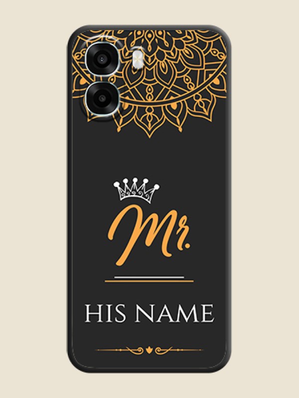 Custom Mr Name with Floral Design On Space Black Custom Soft Matte Mobile Back Cover - Oppo A6x 5G - alternate view