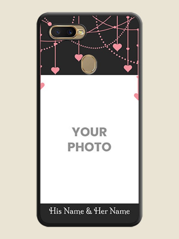 Custom Pink Love Hangings with Text on Space Black Custom Soft Matte Back Cover - Oppo A7 - alternate view