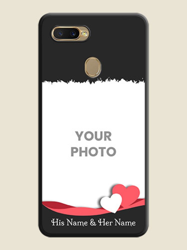 Custom Pin Color Love Shaped Ribbon Design with Text on Space Black Custom Soft Matte Phone Back Cover - Oppo A7 - alternate view