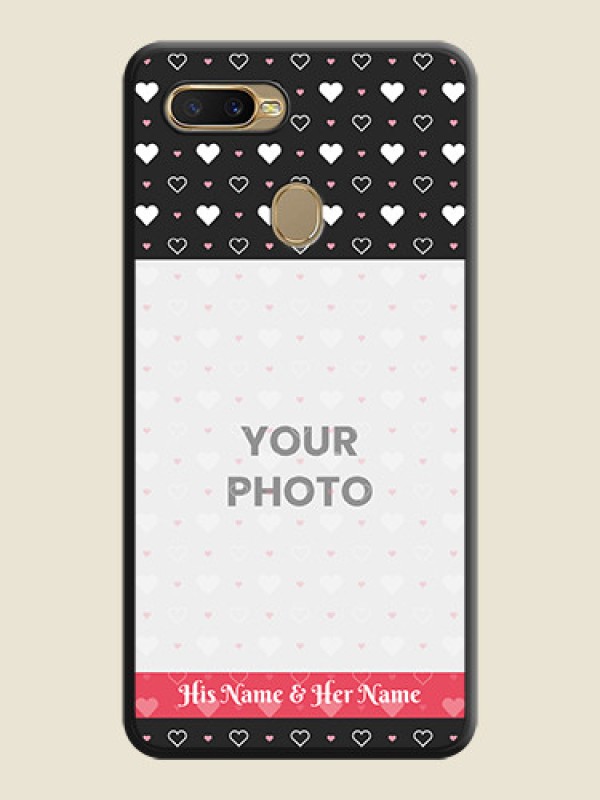 Custom White Color Love Symbols with Text Design on Photo on Space Black Soft Matte Phone Cover - Oppo A7 - alternate view