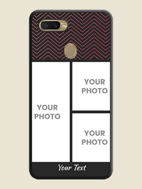 Custom Wave Pattern with 3 Image Holder on Space Black Custom Soft Matte Back Cover - Oppo A7 - alternate view