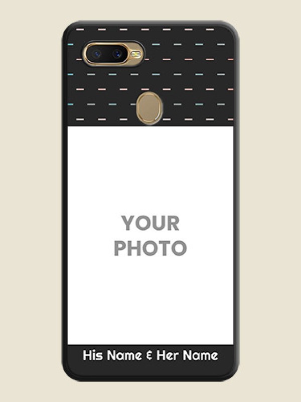 Custom Line Pattern Design with Text on Space Black Custom Soft Matte Phone Back Cover - Oppo A7 - alternate view