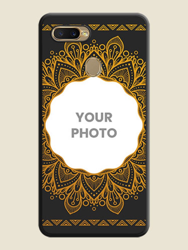 Custom Round Image with Floral Design on Photo on Space Black Soft Matte Mobile Cover - Oppo A7 - alternate view