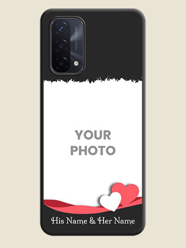 Custom Pin Color Love Shaped Ribbon Design with Text on Space Black Custom Soft Matte Phone Back Cover - Oppo A74 5G - alternate view