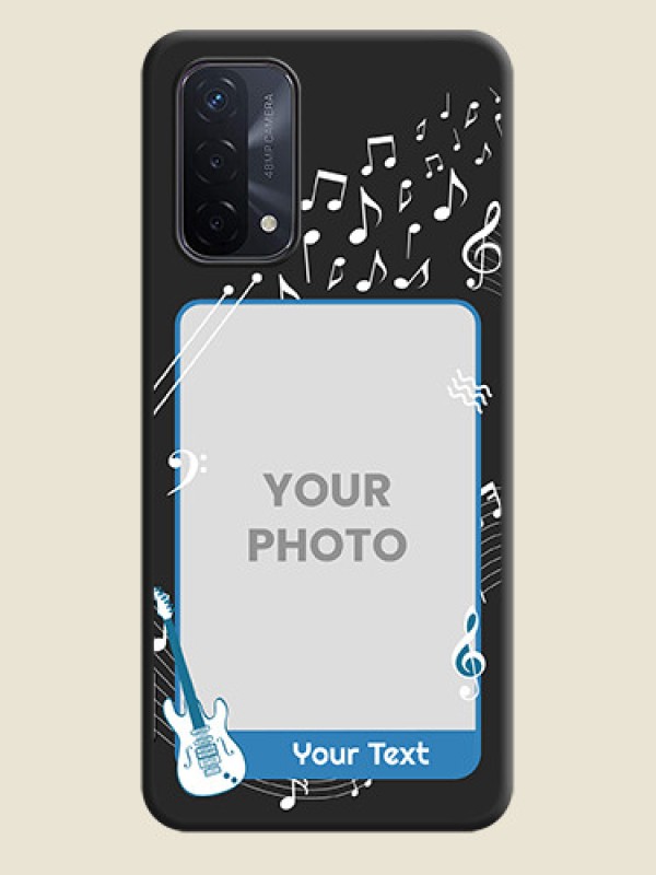 Custom Musical Theme Design with Text on Photo on Space Black Soft Matte Mobile Case - Oppo A74 5G - alternate view