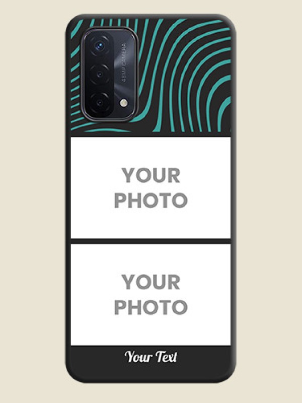 Custom Wave Pattern with 2 Image Holder on Space Black Personalized Soft Matte Phone Covers - Oppo A74 5G - alternate view