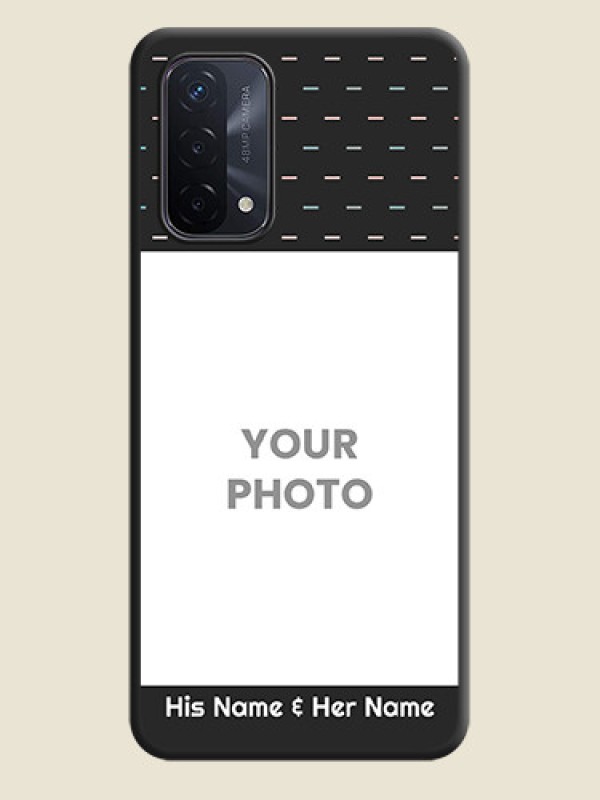 Custom Line Pattern Design with Text on Space Black Custom Soft Matte Phone Back Cover - Oppo A74 5G - alternate view