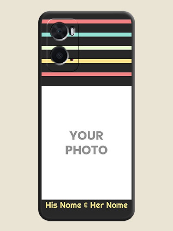 Custom Color Stripes with Photo and Text on Photo on Space Black Soft Matte Mobile Case - Oppo A76 - alternate view