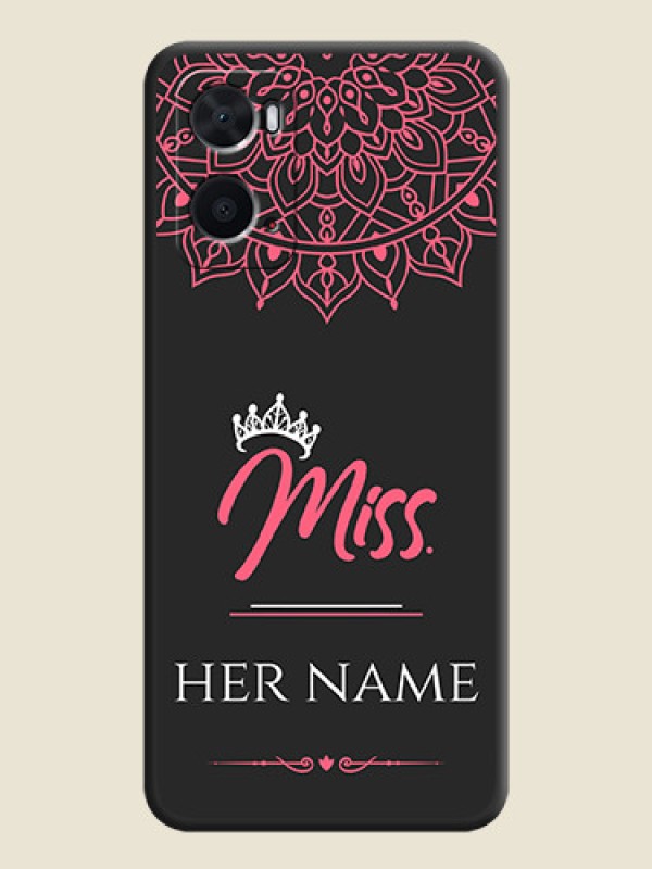Custom Mrs Name with Floral Design on Space Black Personalized Soft Matte Phone Covers - Oppo A76 - alternate view