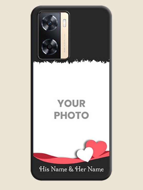 Custom Pin Color Love Shaped Ribbon Design with Text on Space Black Custom Soft Matte Phone Back Cover - Oppo A77 4G - alternate view