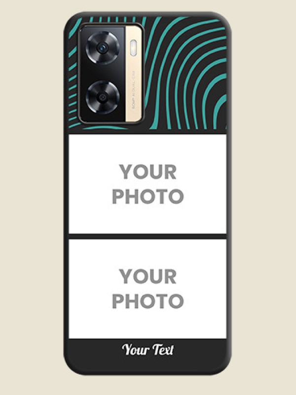 Custom Wave Pattern with 2 Image Holder on Space Black Personalized Soft Matte Phone Covers - Oppo A77 4G - alternate view