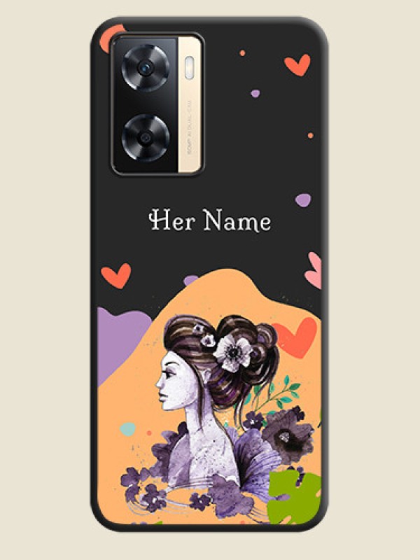 Custom Namecase For Her With Fancy Lady Image On Space Black Personalized Soft Matte Phone Covers -Oppo A77 4G - alternate view