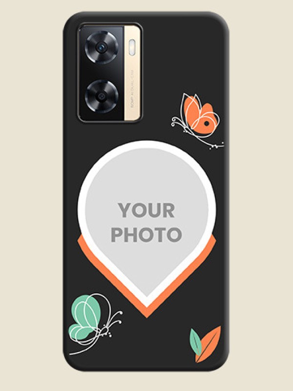 Custom Upload Pic With Simple Butterly Design On Space Black Personalized Soft Matte Phone Covers -Oppo A77 4G - alternate view
