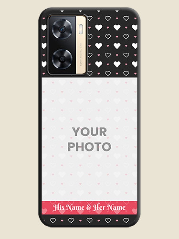 Custom White Color Love Symbols with Text Design on Photo on Space Black Soft Matte Phone Cover - Oppo A77s - alternate view