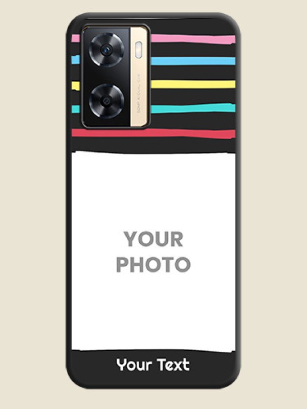 Custom Multicolor Lines with Image on Space Black Personalized Soft Matte Phone Covers - Oppo A77s - alternate view