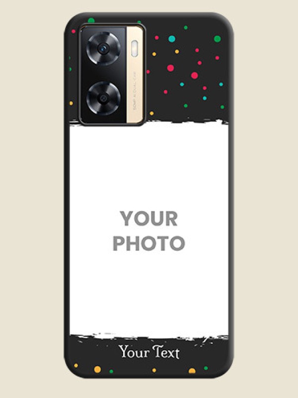 Custom Multicolor Dotted Pattern with Text on Space Black Custom Soft Matte Phone Back Cover - Oppo A77s - alternate view