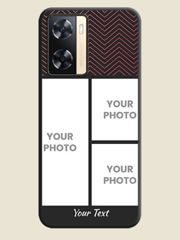 Custom Wave Pattern with 3 Image Holder on Space Black Custom Soft Matte Back Cover - Oppo A77s - alternate view