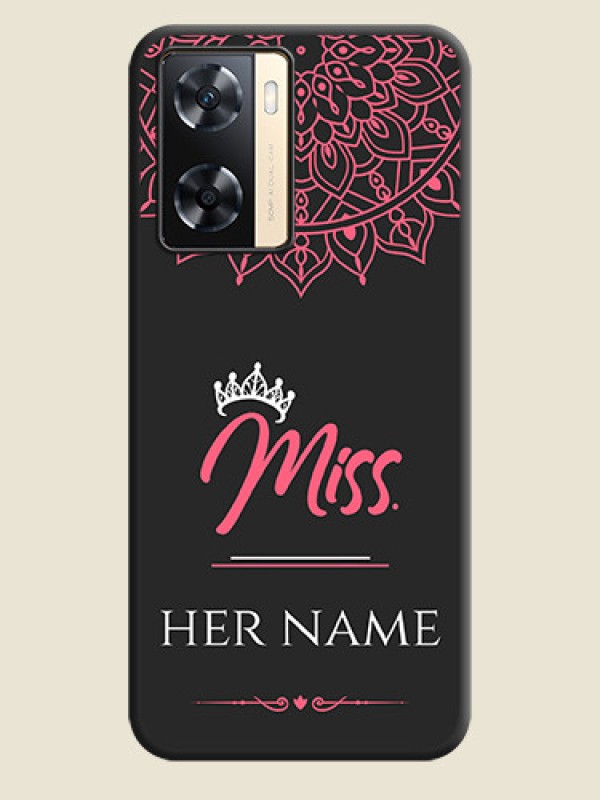 Custom Mrs Name with Floral Design on Space Black Personalized Soft Matte Phone Covers - Oppo A77s - alternate view