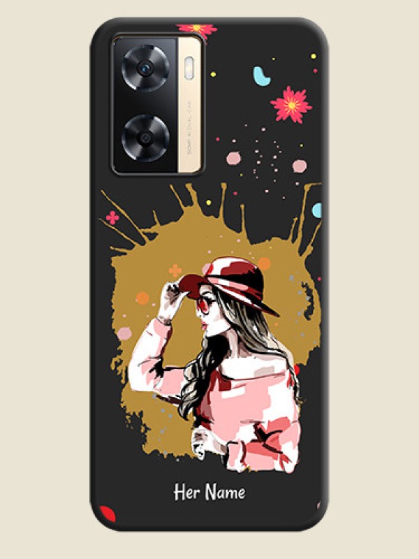 Custom Mordern Lady With Color Splash Background With Custom Text On Space Black Personalized Soft Matte Phone Covers -Oppo A77S - alternate view