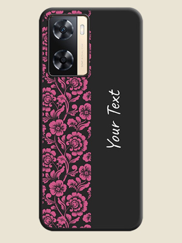 Custom Pink Floral Pattern Design With Custom Text On Space Black Personalized Soft Matte Phone Covers -Oppo A77S - alternate view