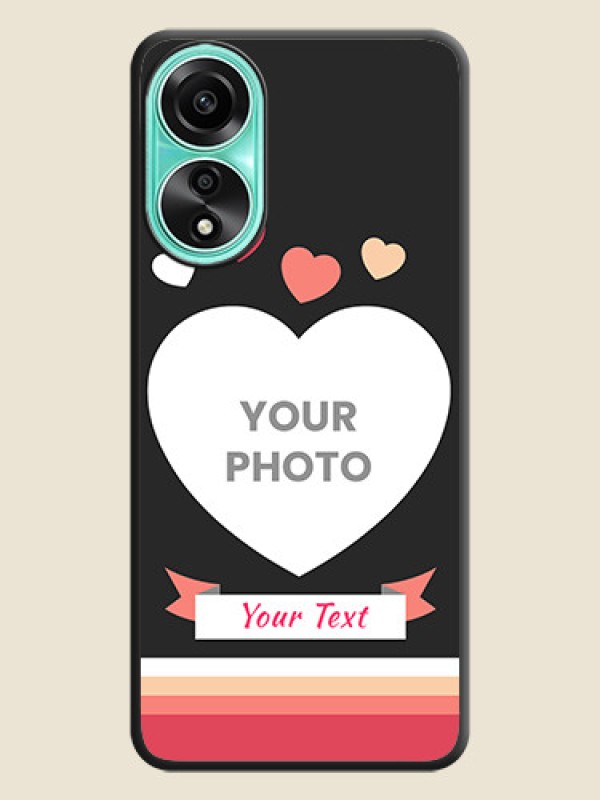 Custom Love Shaped Photo with Colorful Stripes on Personalised Space Black Soft Matte Cases - Oppo A78 4G - alternate view