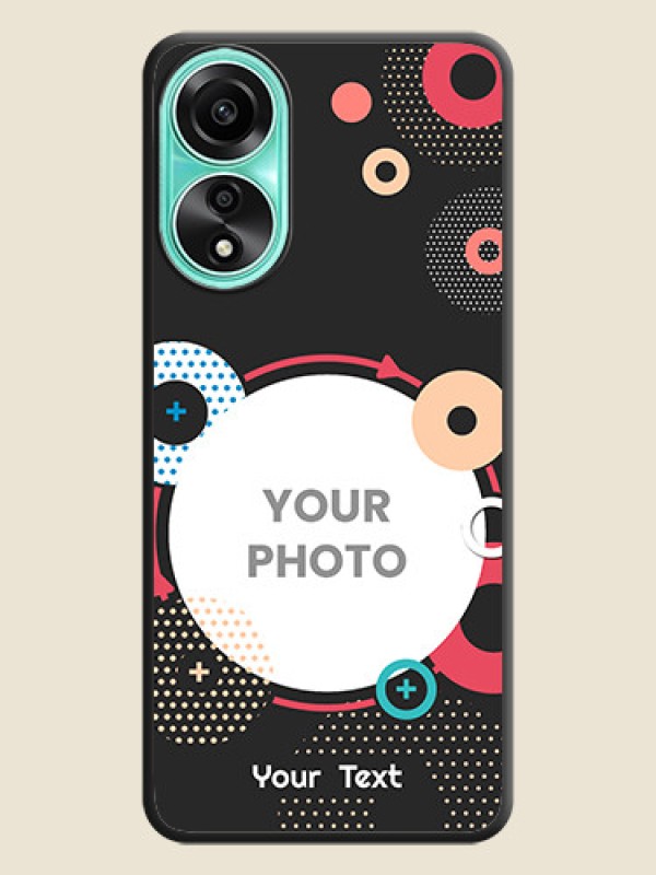 Custom Multicoloured Round Image on Personalised Space Black Soft Matte Cases - Oppo A78 4G - alternate view