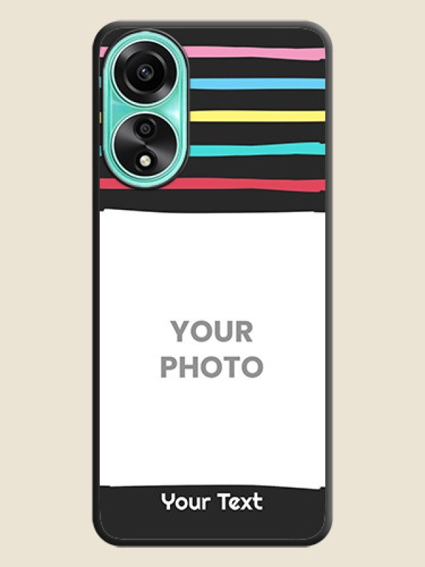 Custom Multicolor Lines with Image on Space Black Personalized Soft Matte Phone Covers - Oppo A78 4G - alternate view