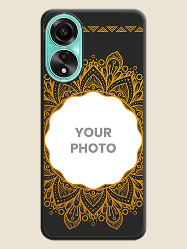 Custom Round Image with Floral Design - Photo on Space Black Soft Matte Mobile Cover - Oppo A78 4G - alternate view