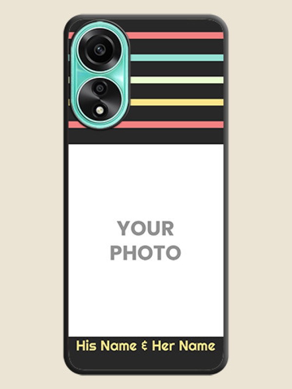 Custom Color Stripes with Photo and Text - Photo on Space Black Soft Matte Mobile Case - Oppo A78 4G - alternate view