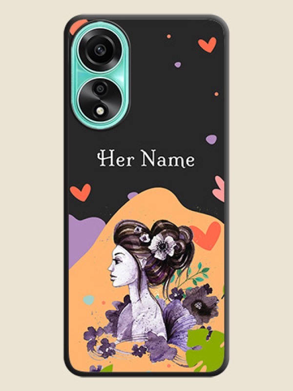 Custom Namecase For Her With Fancy Lady Image On Space Black Personalized Soft Matte Phone Covers - Oppo A78 4G - alternate view