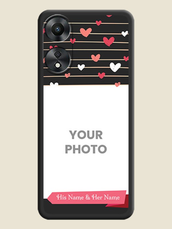 Custom Love Pattern with Name on Pink Ribbon  on Photo on Space Black Soft Matte Back Cover - Oppo A78 5G - alternate view