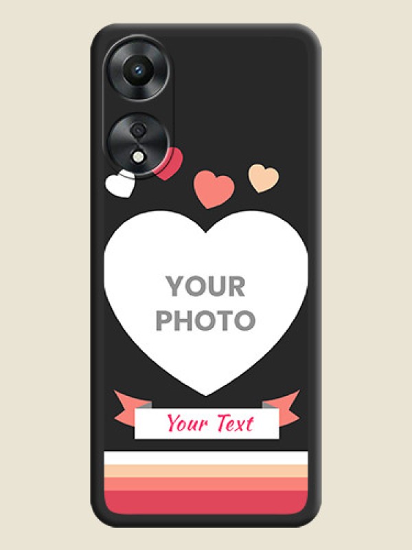 Custom Love Shaped Photo with Colorful Stripes on Personalised Space Black Soft Matte Cases - Oppo A78 5G - alternate view