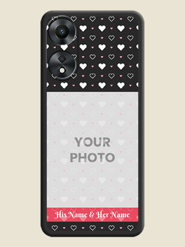Custom White Color Love Symbols with Text Design on Photo on Space Black Soft Matte Phone Cover - Oppo A78 5G - alternate view