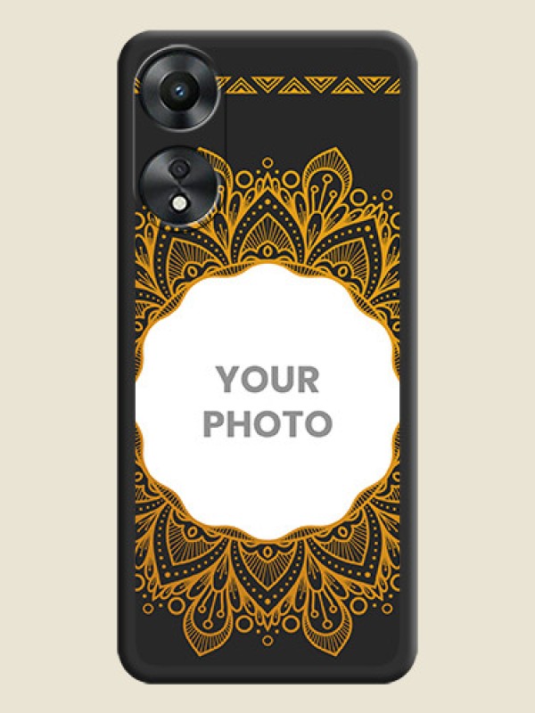 Custom Round Image with Floral Design on Photo on Space Black Soft Matte Mobile Cover - Oppo A78 5G - alternate view