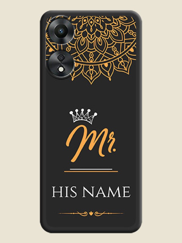 Custom Mr Name with Floral Design  on Personalised Space Black Soft Matte Cases - Oppo A78 5G - alternate view