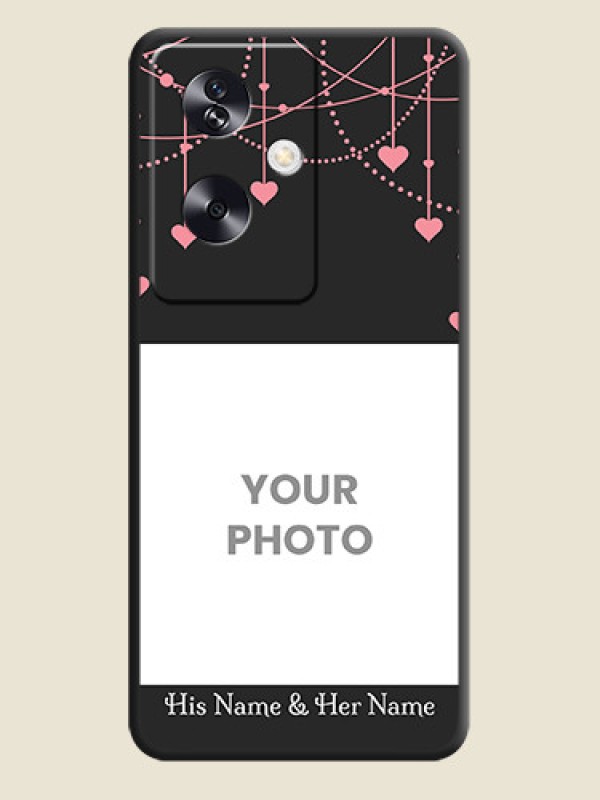 Custom Pink Love Hangings with Text On Space Black Custom Soft Matte Mobile Back Cover - Oppo A79 5G - alternate view